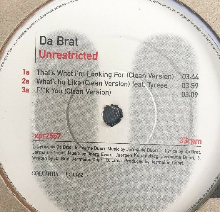 Da Brat - Unrestricted LP Samp - Thats what Im looking for / What chu like /  F*** you / Breeve on em / Back up / Pink lemonade