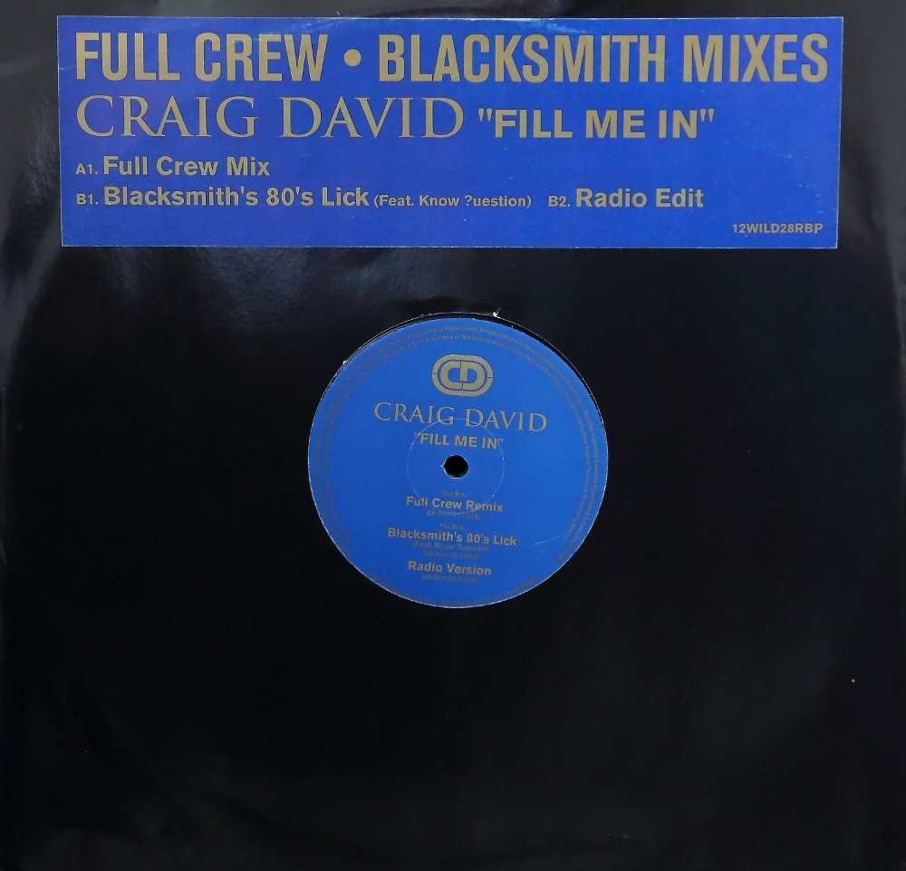 Craig David - Fill me in (Full Crew Mix / Blacksmith 80s Lick / Radio Edit) 12" Vinyl Record
