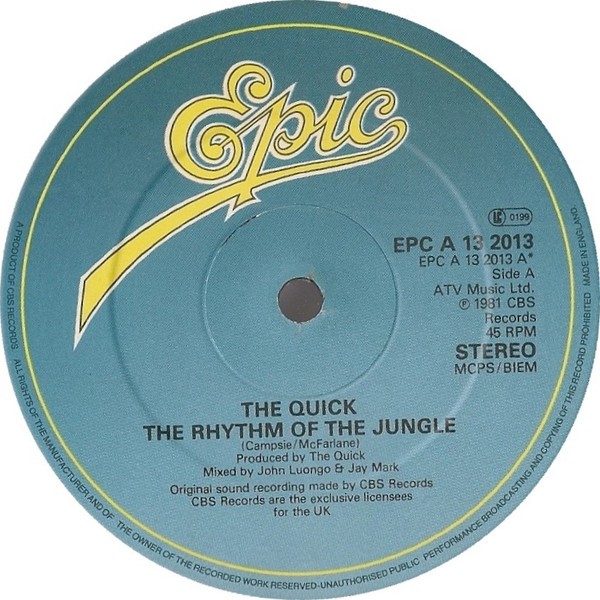 Quick - The Rhythm Of The Jungle / To Prove My Love (12" Vinyl Record)