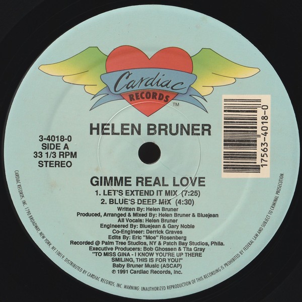 Helen Bruner - Gimme real love (Extended / Deep Mix / Blue Mix / Radio Mix) 12" Vinyl