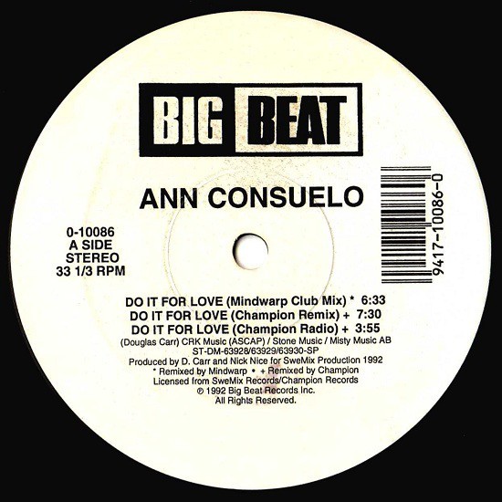 Subterrania feat Ann Consuelo - Do it for love (3 Champion Mixes / Mindwarp Club mix / 2 Kevin Saunderson Mixes)