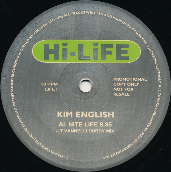Kim English - Nite Life (JT Vanenelli Light mix / JT Vannelli Dub mix / Leeman Dub mix) 12" Vinyl Promo