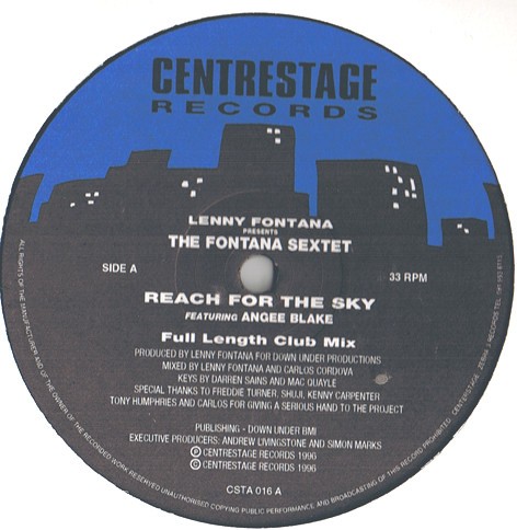 Lenny Fontana Presents The Fontana Sextet - Reach for the sky (Original / Slamming Dub) 12" Vinyl Record