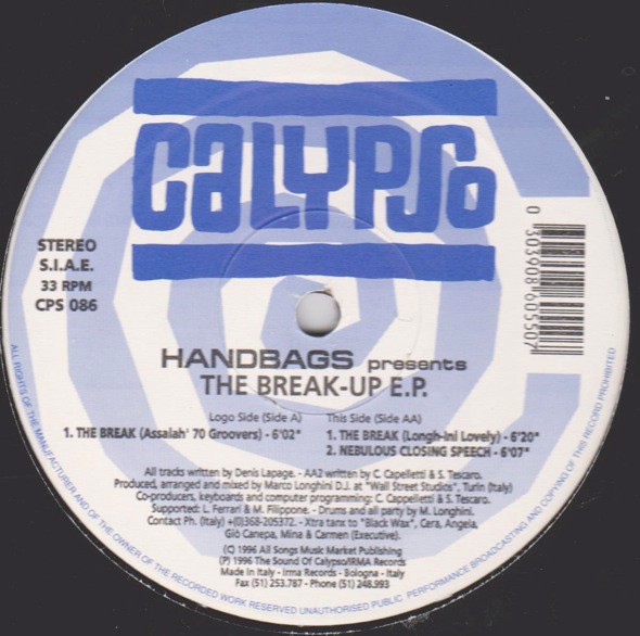 Handbags - The break (Assalah 70 Grooves / Long N Lovely) / Nebulous closing speech (12" Vinyl)