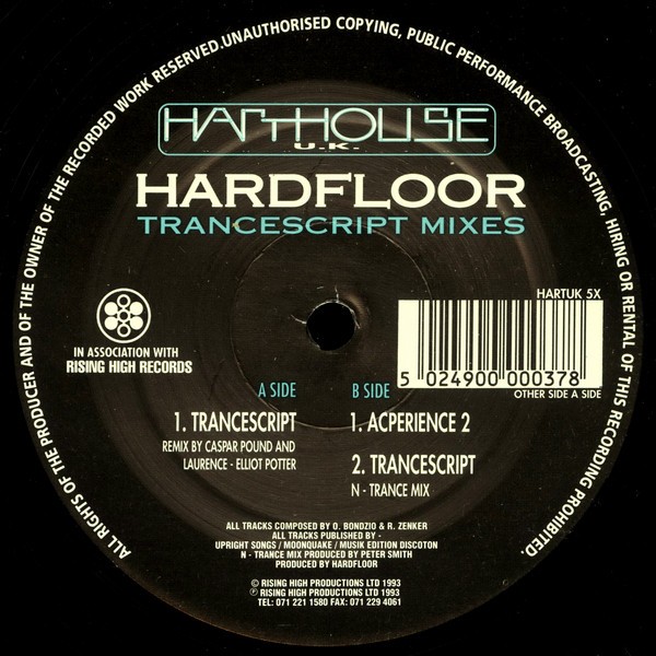 Hardfloor - Trancescript (Vinyl) Caspar Pound Remix / N Trance Remix / Acperience 2