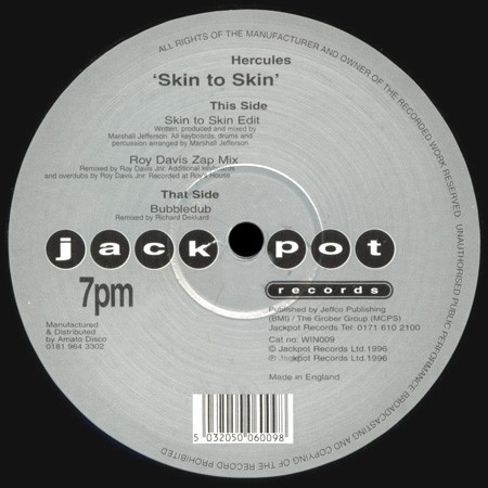 Hercules - Skin to Skin (Edit / Roy Davis Zap Mix /Bubbledub) / Take Me Away (Acappella) 12" Vinyl