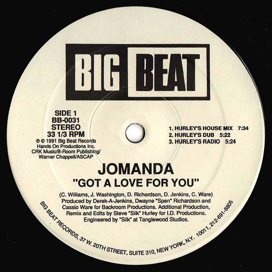 Jomanda - Got a love for you (Hurleys House mix / Hurleys Dub / Hurleys Radio mix / E Smoove Underground mix / Backroom Extended