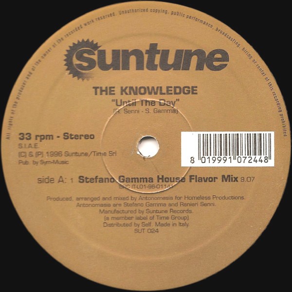 Knowledge - As (until the day) 2 Stefano Gammon Mixes (12" Vinyl)