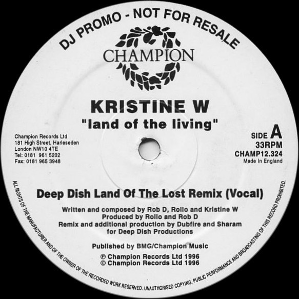 Kristine W - Land Of The Living (4 Deep Dish Mixes) Vinyl Doublepack Promo