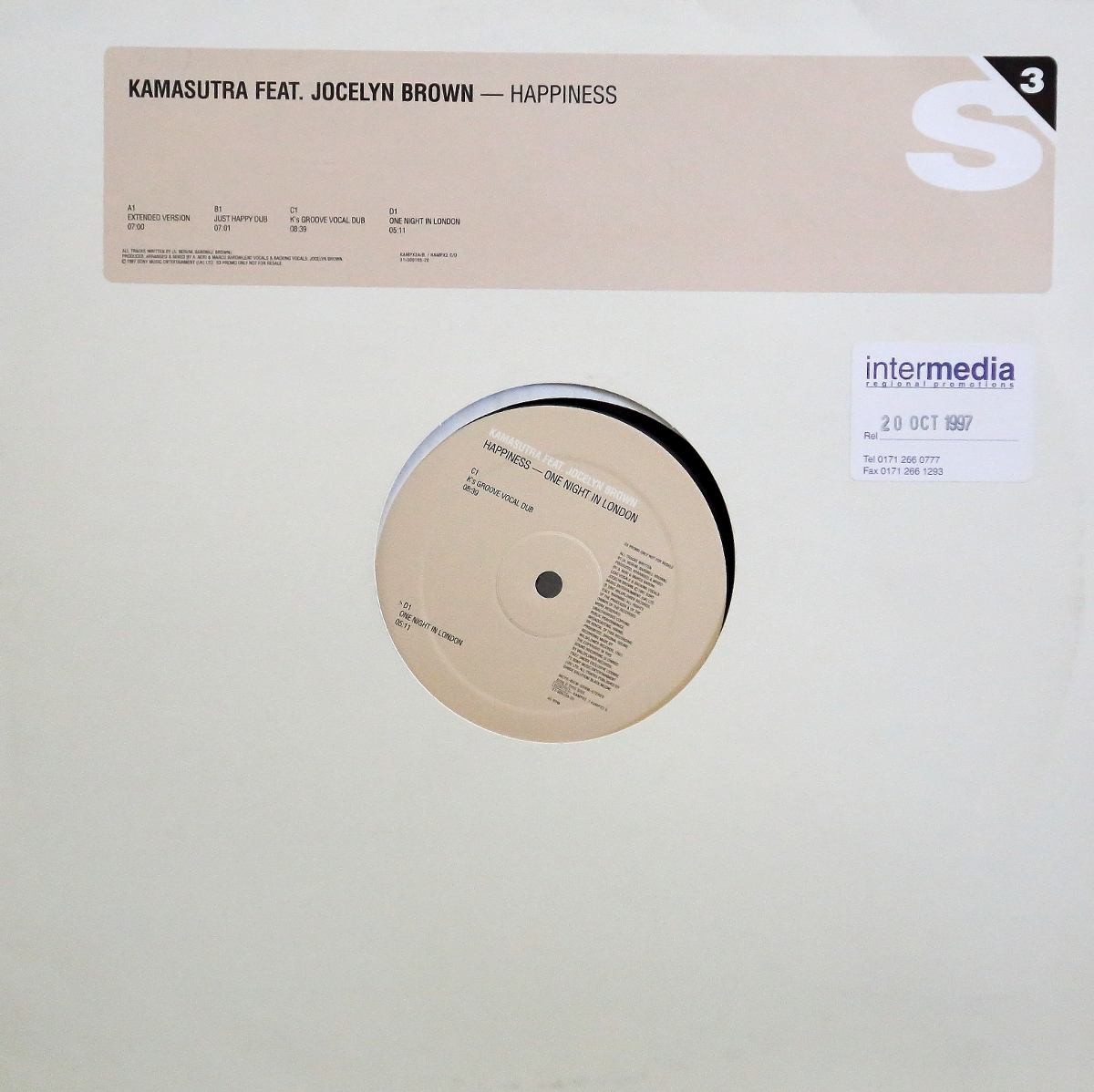 Kamasutra feat Jocelyn Brown - Happiness (Extended version / Dub / Ks groove vocal dub / One night in London mix) Vinyl Double