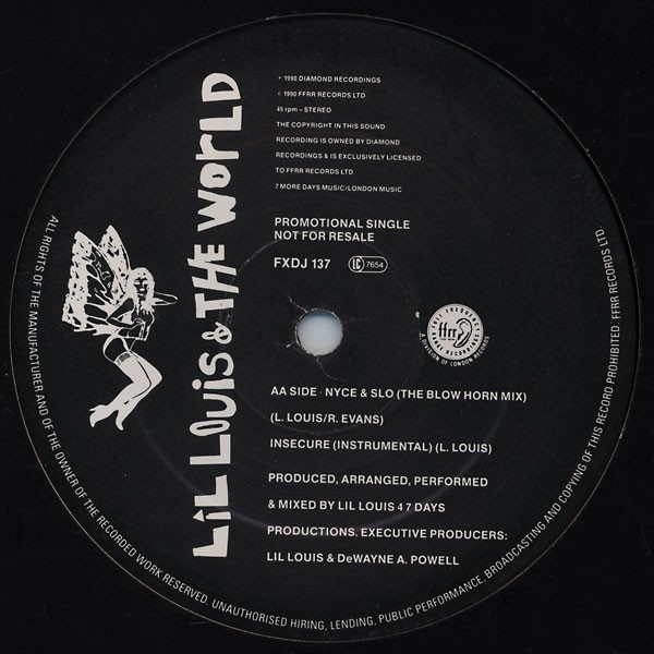 Lil Louis - Nyce & slo (The Blow Horn mix / The Luvbug / R Rated) / Insecure (Instrumental) Vinyl Promo