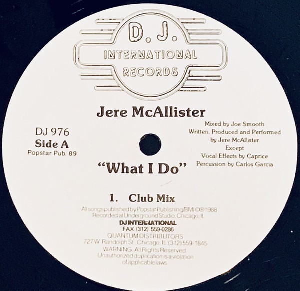 Jere McAllister - What i do (Club mix / Instrumental / Radio mix) 12" Vinyl