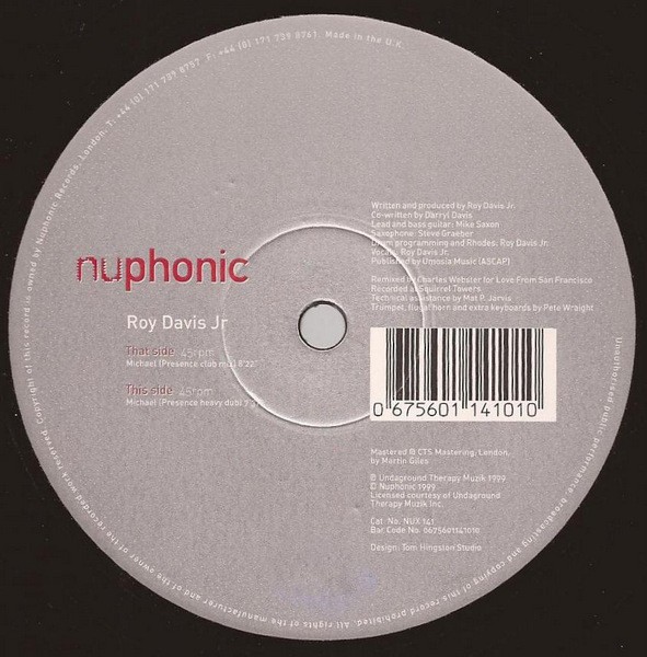 Roy Davis Junior - Michael (Presence Club mix / Presence Heavy Dub) Vinyl 12"
