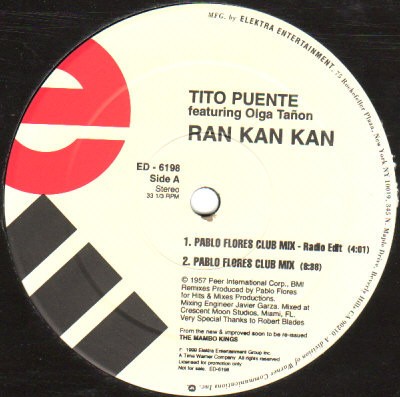 Tito Puente featuring Olga Tanon - Ran kan kan (Pablo Flores club mix /dub mix) 12" Vinyl Record Promo