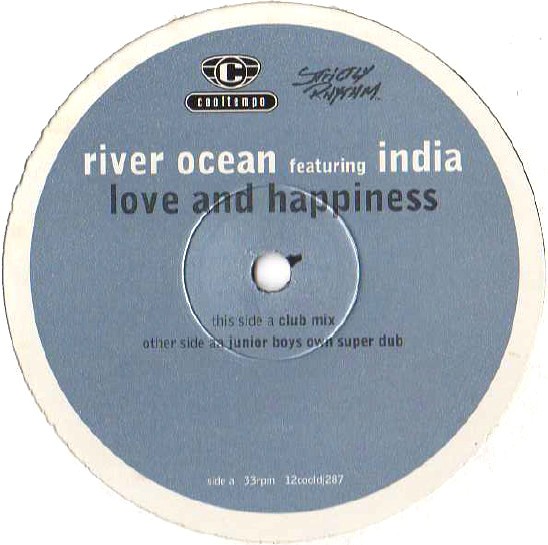 River Ocean feat India - Love & happiness (Club mix / Junior Boys Own Super Dub) 12" Vinyl Record Promo