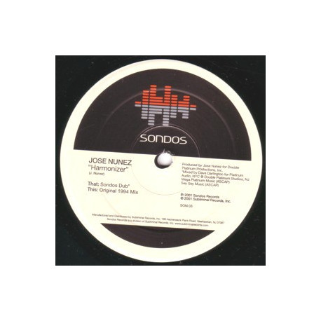 Jose Nunez - Harmonizer (Sondos dub & Original 1994 mix) Vinyl 12" Record