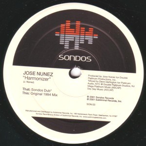 Jose Nunez - Harmonizer (Sondos dub & Original 1994 mix) Vinyl 12" Record