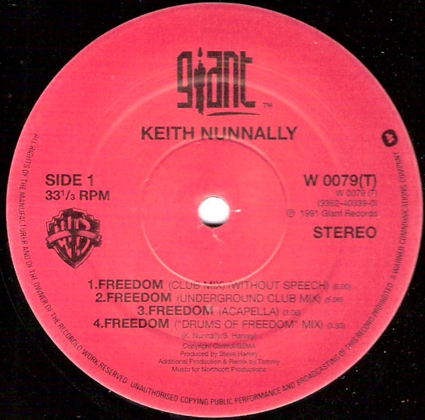 Keith Nunnally - Freedom (7 Tommy Musto Mixes) Vinyl 12"