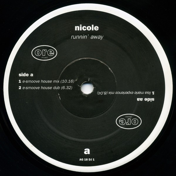 Nicole - Runnin away (E Smoove / Lisa Marie Experience / Glenn Underground / Todd Edwards Mixes) 2 x Vinyl