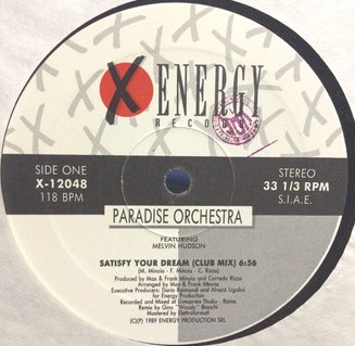 Paradise Orchestra - Satisfy your dream (Club Mix / Magic Fly Mix / Percappella) Vinyl 12"
