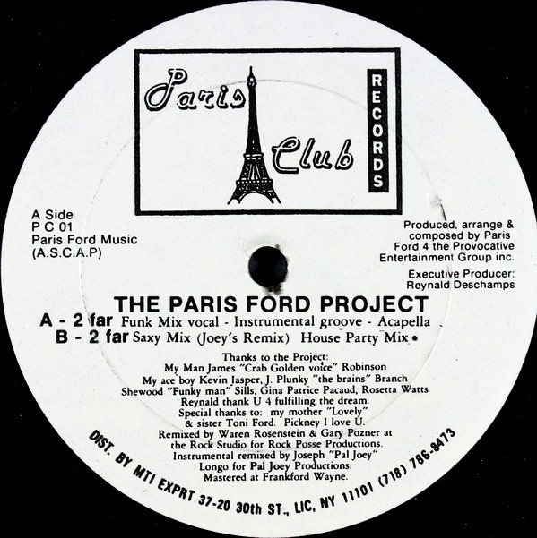 Paris Ford Project - 2 far (Funk Mix / Instrumental / Acappella / Pal Joey Party Mix / Sax Mix) Vinyl 12"