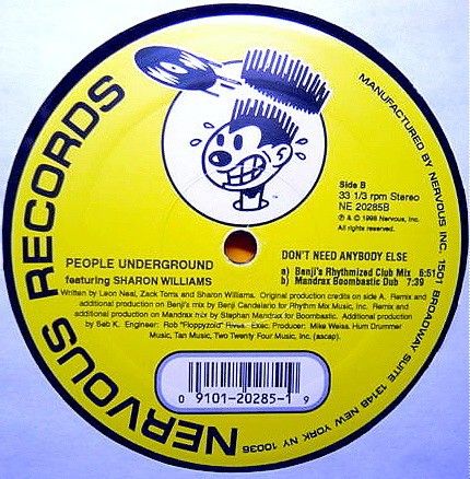 People Underground featuring Sharon Williams - Dont need anybody else (2 Benji Candelario mixes / 2 Mandrax mixes)