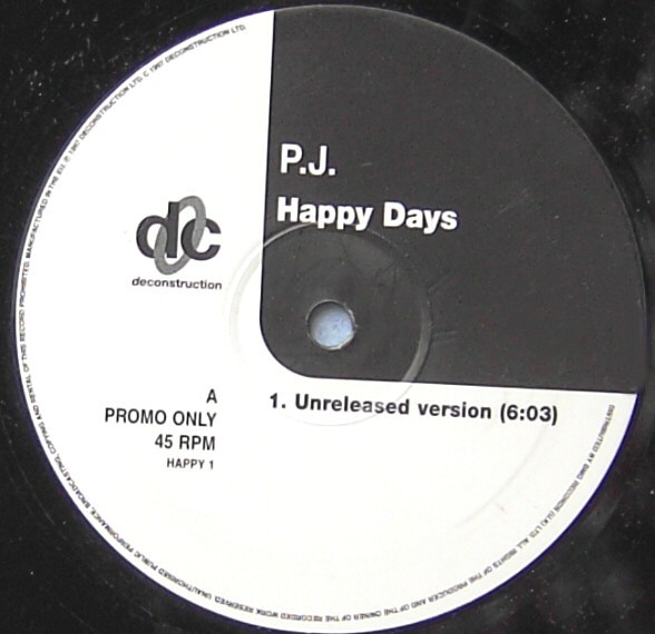 PJ - Happy days (Sharps Funky Mirrorball mix / Unreleased Version) Vinyl Promo