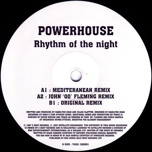 Powerhouse - Rhythm of the night (Original Remix / John 00 Flemming Remix / Mediterranean Remix) Vinyl 12"