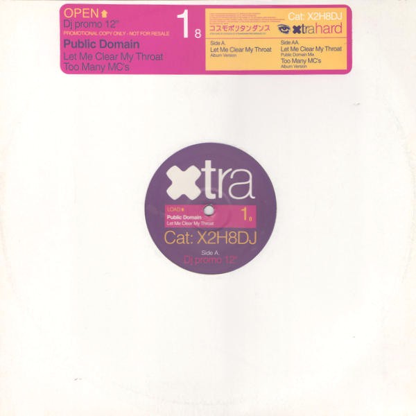 Public Domain - Let me clear my throat (LP Version / Public Domain mix) / Too many MCs (LP Version)  Vinyl Promo