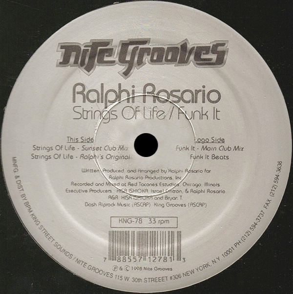 Ralphi Rosario - Strings of life (2 Mixes) / Funk it (2 Mixes) Vinyl 12" Record