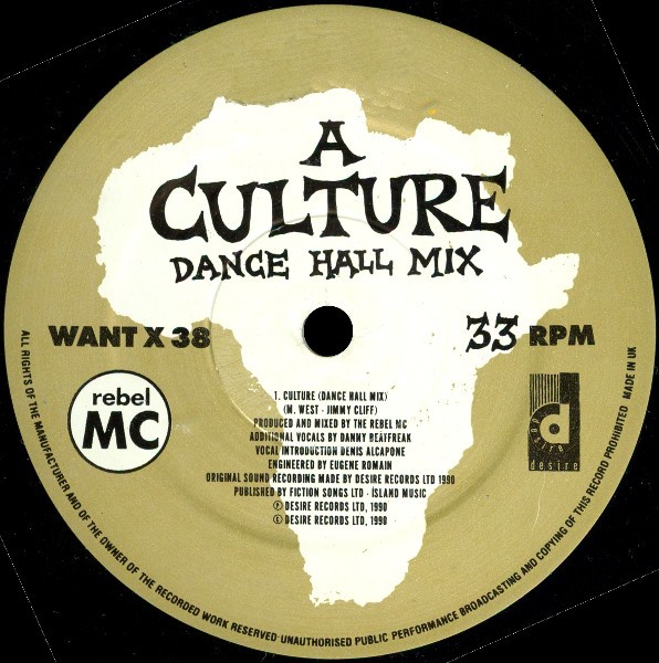 Rebel MC - Culture (Dancehall Mix / Roots Mix) / Comin on strong (Ruff Neck Mix) Vinyl 12"