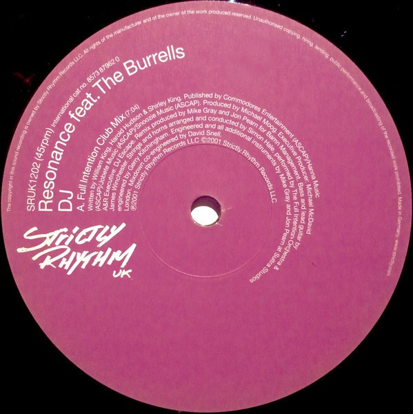 Resonance featuring The Burrells - DJ (Full Intention Club mix / Full Intention Dub / DJ FX) Vinyl 12"