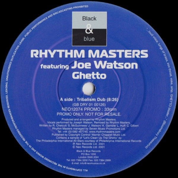 Rhythm Masters featuring Joe Watson - Ghetto (5 Mixes) 2 x Vinyl Promo