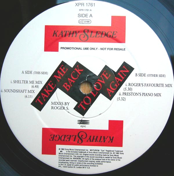 Kathy Sledge - Take me back to love again (Roger Sanchez Shelter mix / Soundshaft mix / Favourite mix / Piano Mix) Vinyl