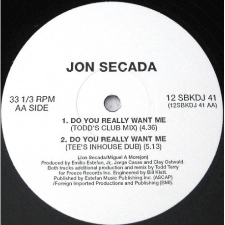 Jon Secada - Do you really want me (2 Todd Terry Mixes / 2 West End Mixes) Vinyl Promo