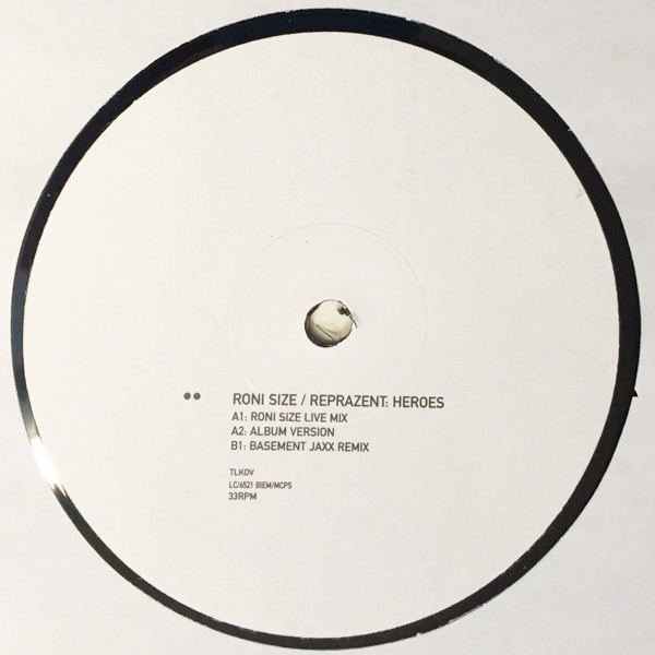 Roni Size - Heroes (Roni Size Live Mix / LP Version / Basement Jaxx Remix) Vinyl Promo