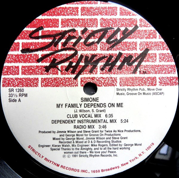 Simone - My family depends on me (5 Original Club Mixes / Acappella) Vinyl 12" Records
