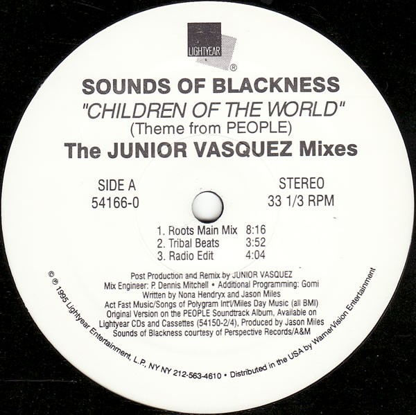 Sounds Of Blackness - Children of the world (5 Junior Vasquez Mixes) Vinyl 12" Record