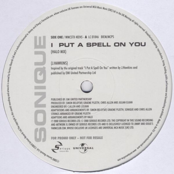Sonique - I put a spell on you (Halo mix / Sonique Remix) Vinyl Promo
