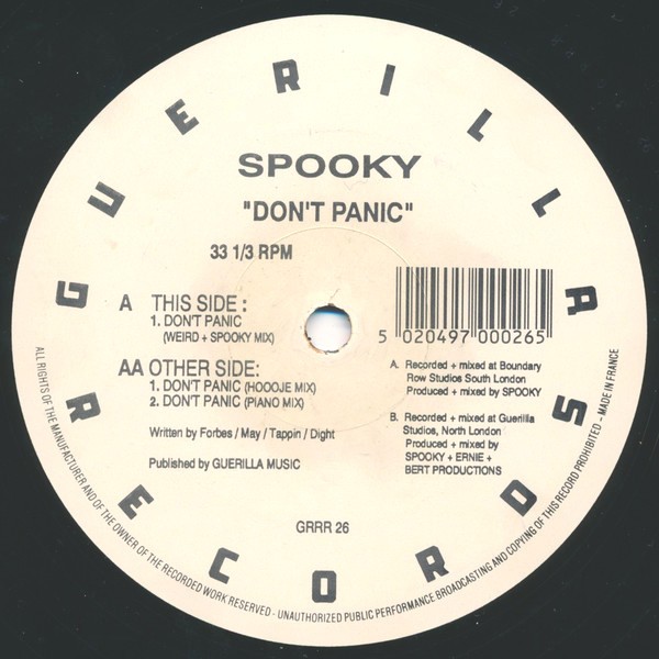 Spooky - Don't panic (Weird & Spooky Mix / Hoooje Mix / Piano Mix) Vinyl 12" Record