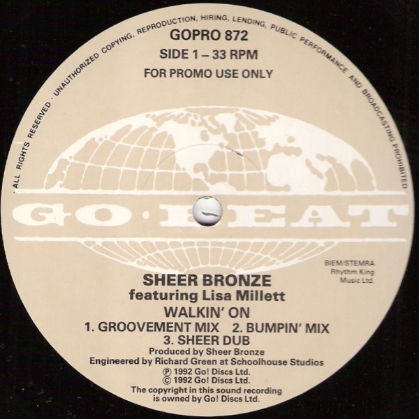 Sheer Bronze - Walkin' on (Groovement / Make It Rock / Make It Dub / Bumpin / Acappella) Vinyl Promo
