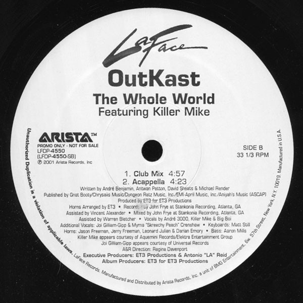 Outkast featuring Killer Mike - The whole world (Club mix / Radio mix / Instrumental / Acappella) Promo