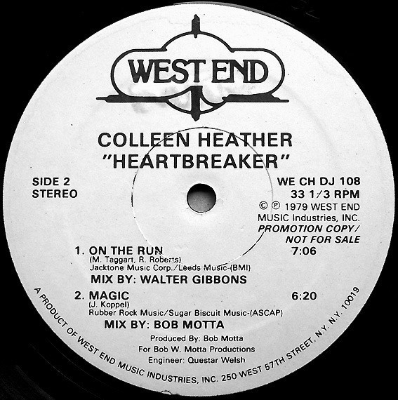 Colleen Heather - On The Run (Walter Gibbons Mix) / Magic / Heartbreaker (Promo Vinyl)