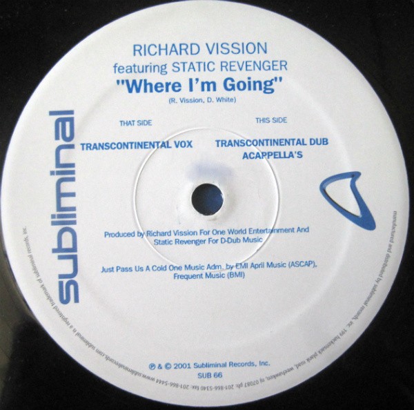 Richard Vission featuring Static Revenger - Where im going (Transcontinental vox / Dub / Acappellas) 12" Vinyl Record
