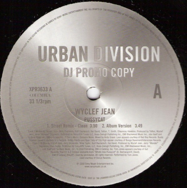 Wyclef Jean - Pussycat (Clean mix / LP mix) / Two wrongs (So so def mix) Vinyl 12" Promo