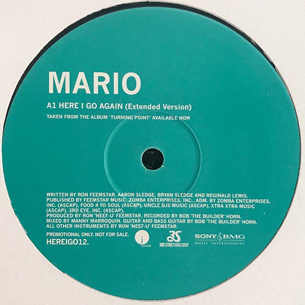 Mario - Here i go again (Extended Version / Instrumental / Acappella) 12" Vinyl Promo